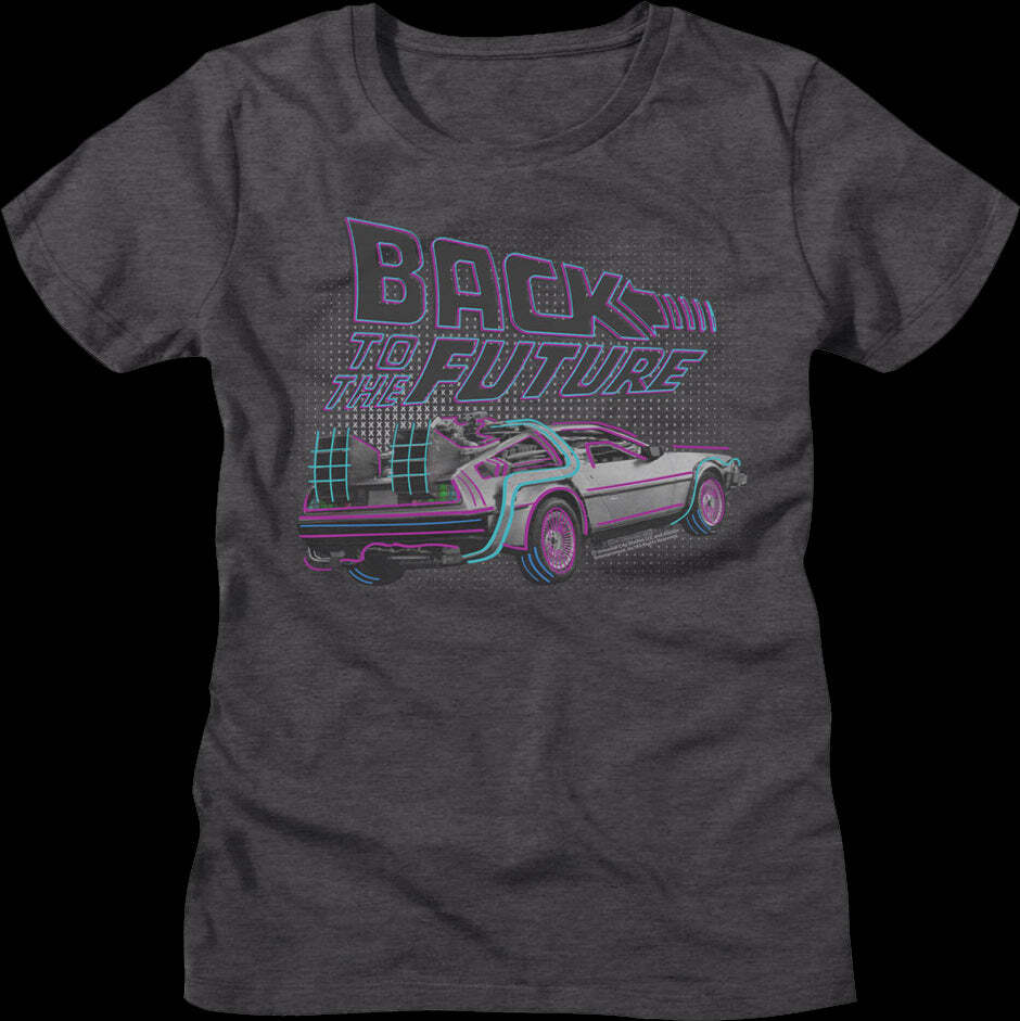 Womens Delorean Neon Outline Back To The Future Shirt