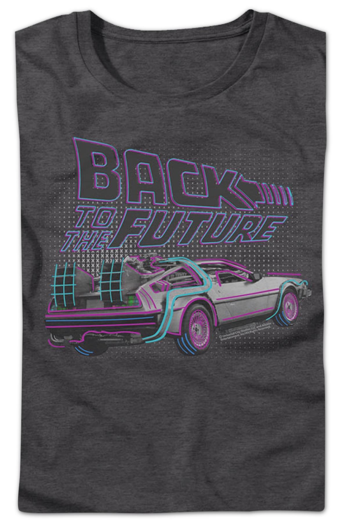 Womens Delorean Neon Outline Back To The Future Shirt