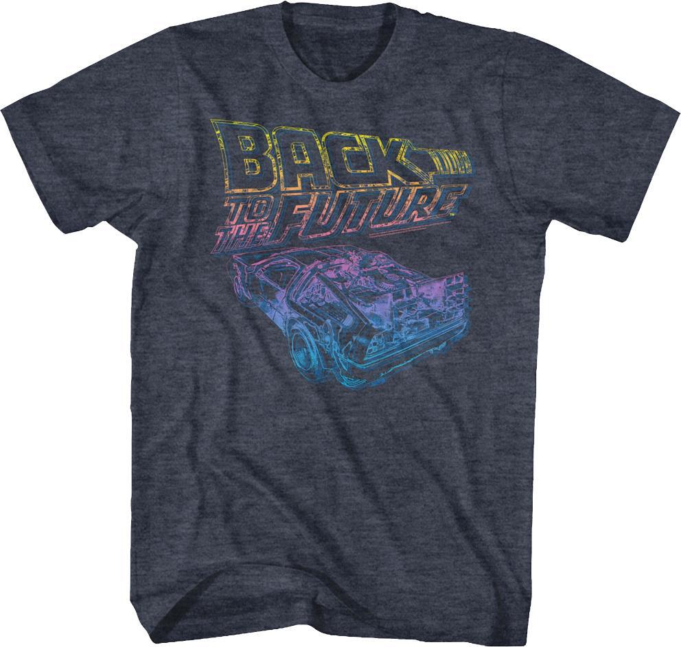 Distressed Neon Logo And Delorean Back To The Future T-shirt