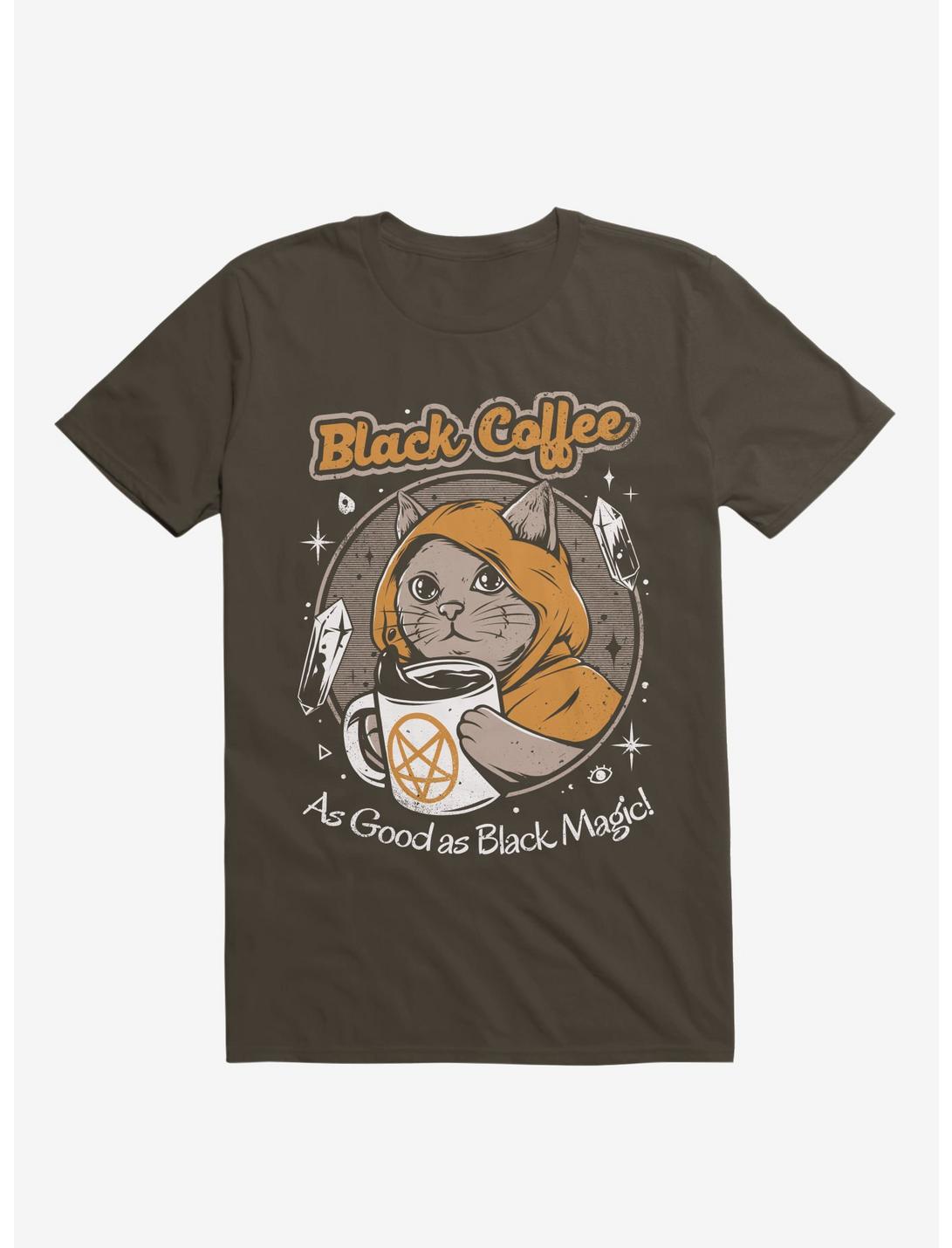 Black Coffee Cat As Good As Black Magic Brown Unisex T-shirt