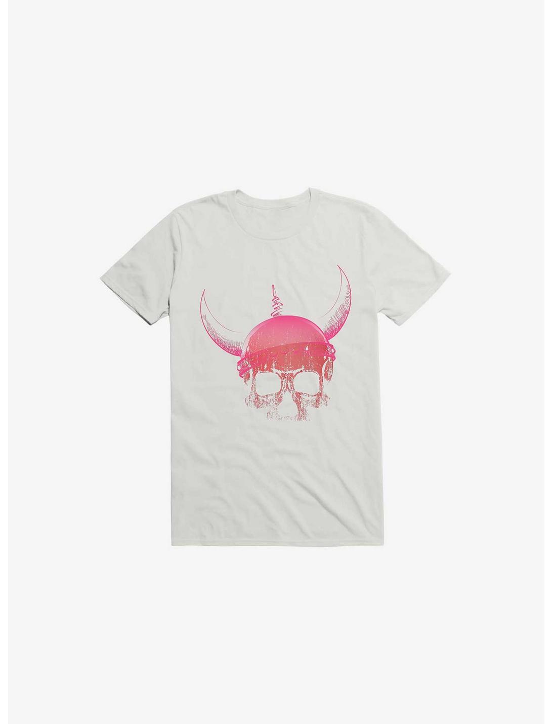 Blood Skull With Viking Helmet White Unisex T-shirt