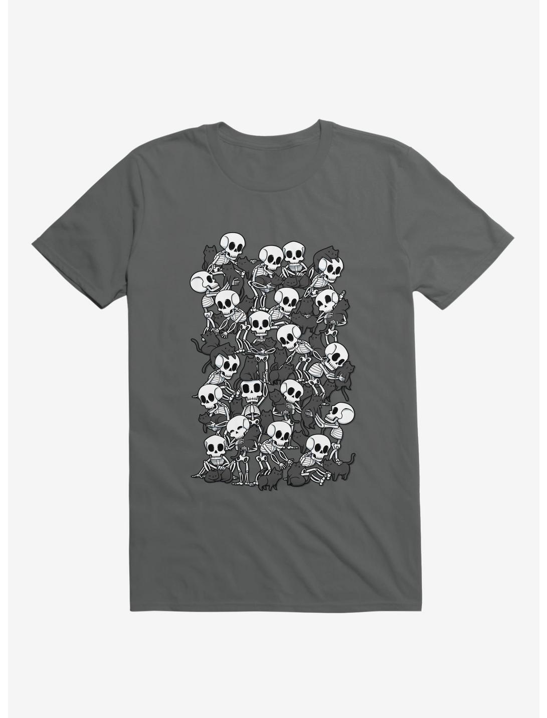 Cat Skull Party Charcoal Grey Unisex T-shirt
