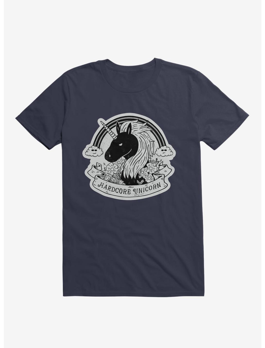 Hardcore Unicorn Navy Blue Unisex T-shirt
