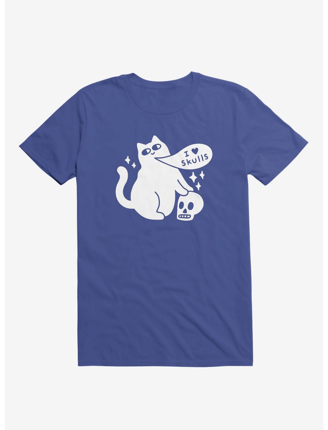 I Love Skulls Cat Royal Blue Unisex T-shirt