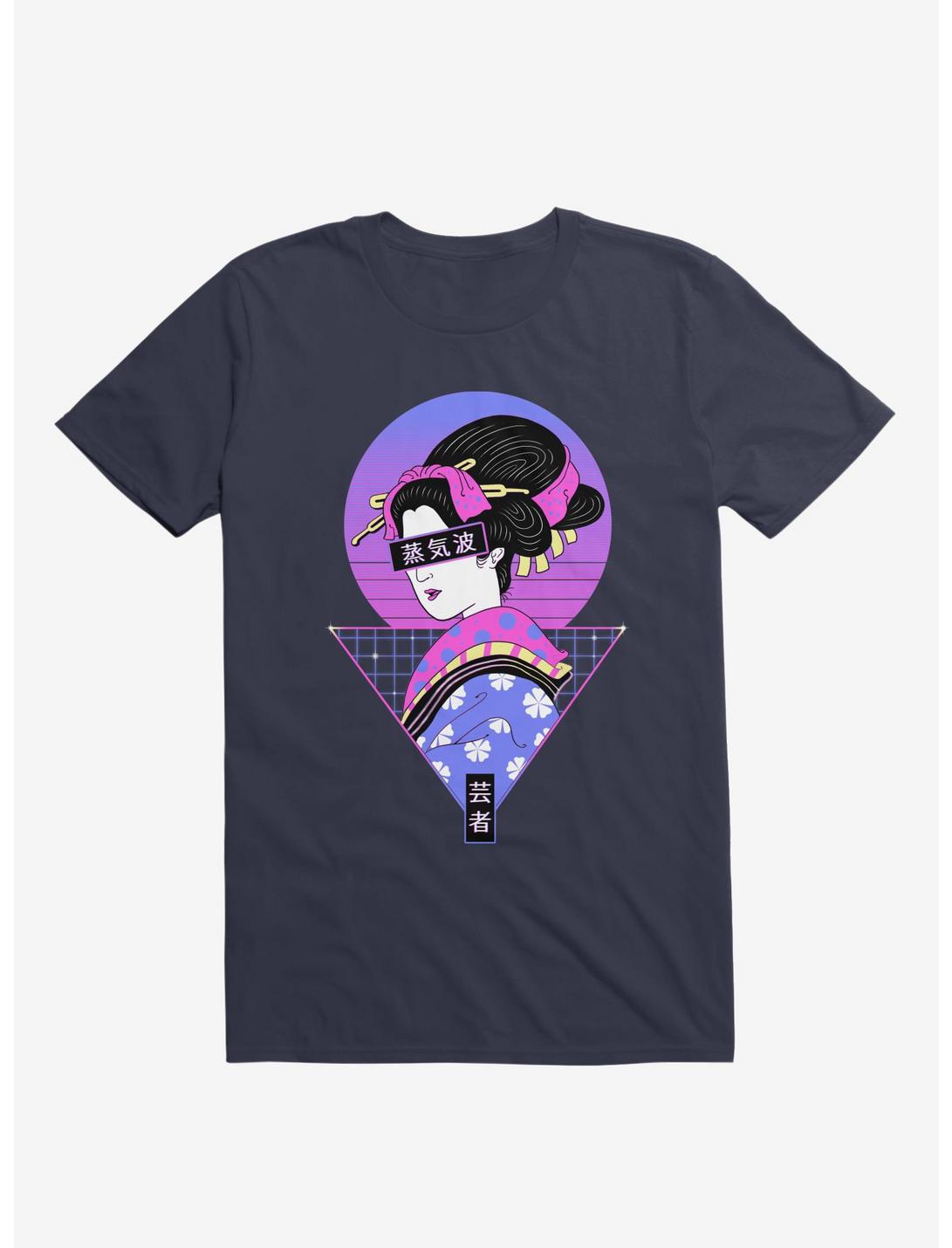 Neon Geisha Wave Navy Blue Unisex T-shirt