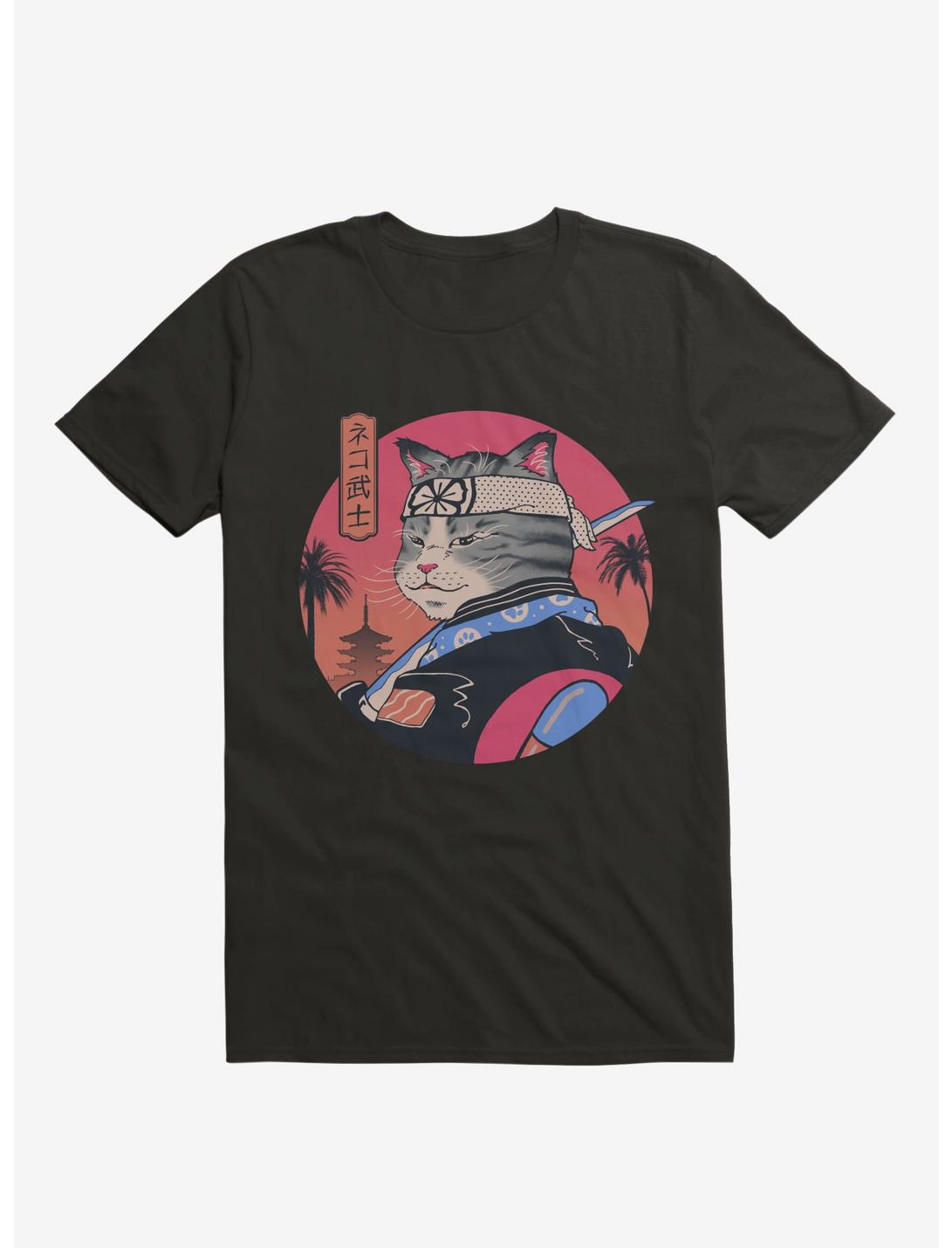 Samurai Cat Black Unisex T-shirt