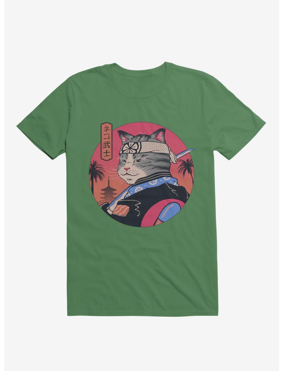 Samurai Cat Kelly Green Unisex T-shirt