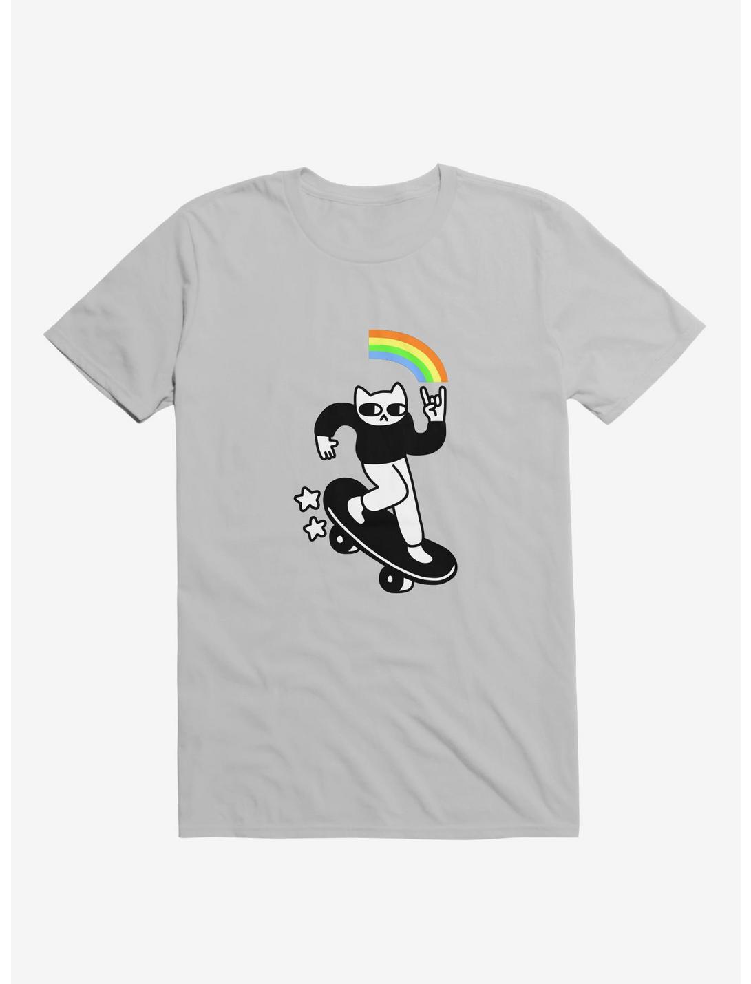 Skater Cat Silver Unisex T-shirt