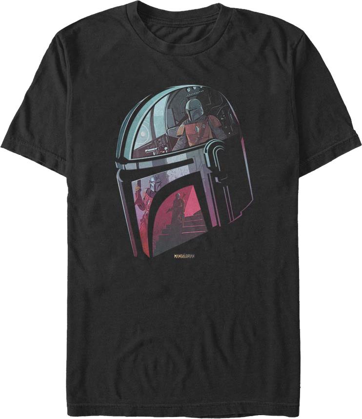 Mandalorian Helmet Reflection Star Wars T-shirt